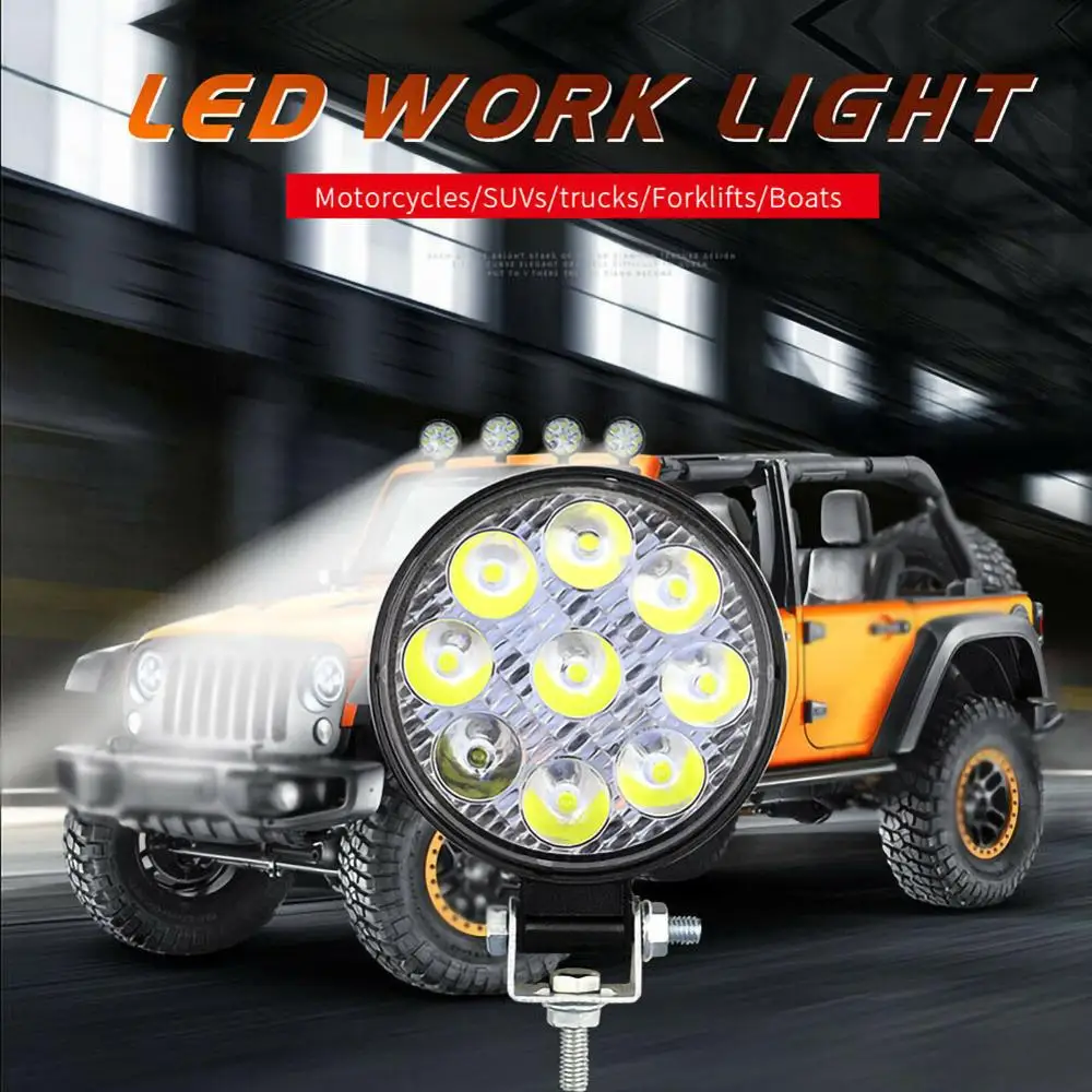 

Round Work LED Light Bar 27W Car Light Bright Beam 12v 24v Led For Jeep ATV UAZ SUV 4WD 4x4 Truck Tractor Off-road Spot Light