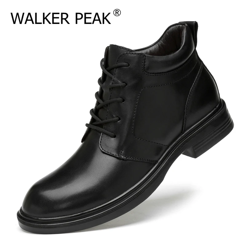 Мотоциклетная Мужская зимняя обувь до щиколотки из натуральной кожи Сапоги