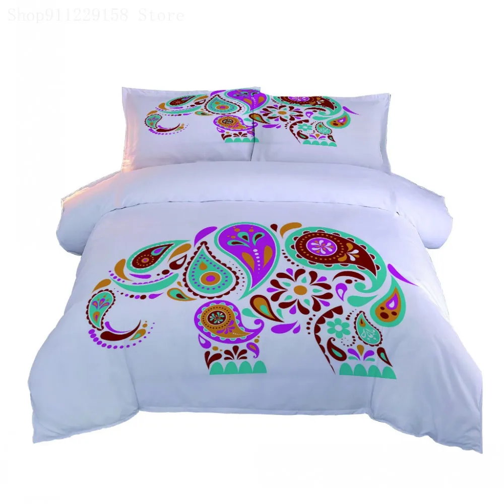 

Nordic 3-piece Bedding Set Colorful Elephant Pictures Duvet Cover Pillowcase Double King Quilt Cover Sheet Duvet Cover