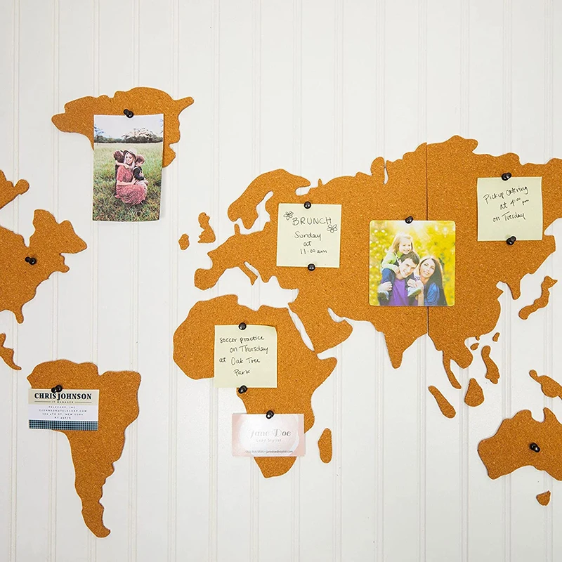 

Creative Bulletin Board Set Adhesive Cork World Map Notice Display Board Ornament With 16 Push Pins Home Office Bulletin Board