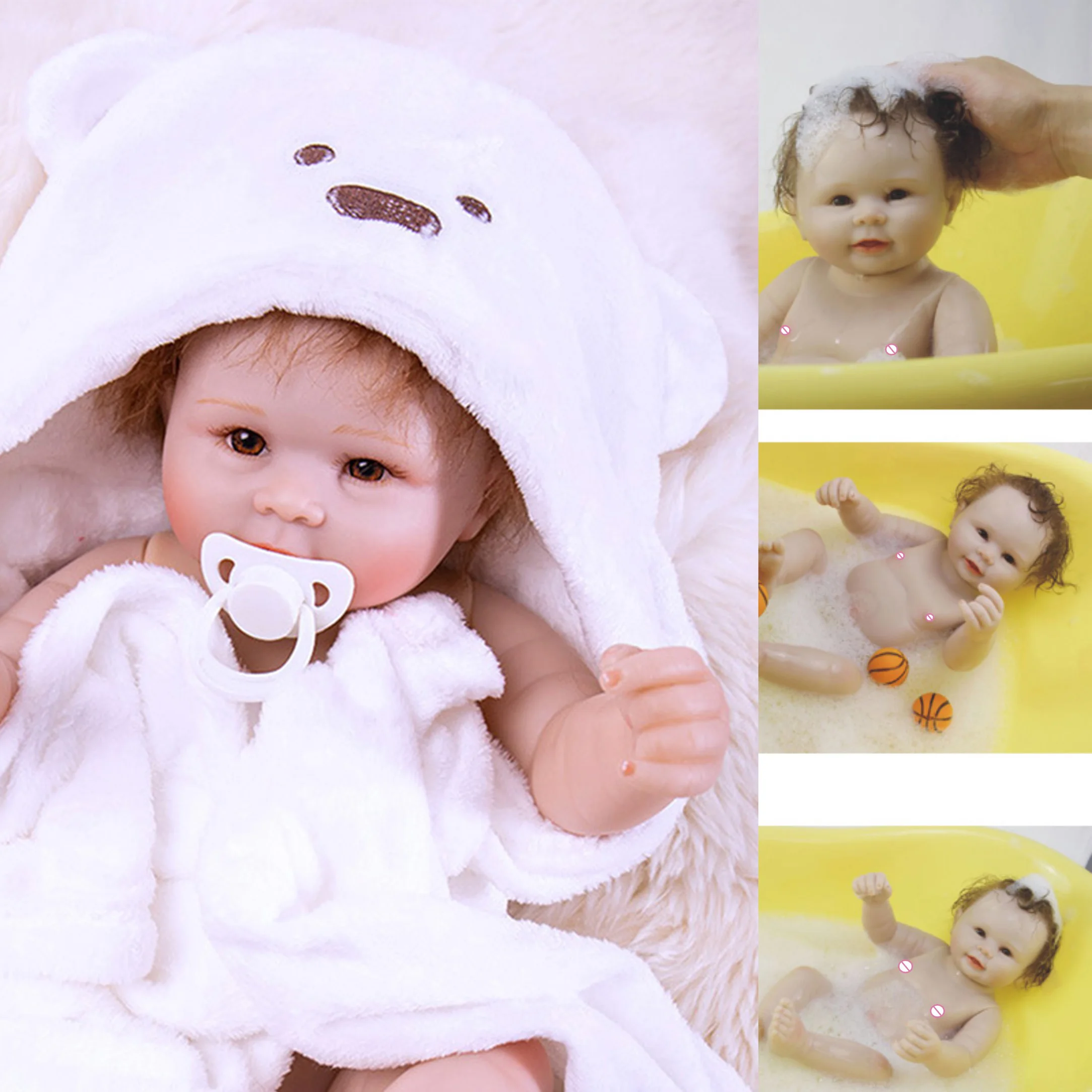 

Full Silicone Body Reborn Baby Doll Toy LifeLike Real 50CM Newborn Boy bebe reborn menino Bathe Toys Kid Birthday Gift