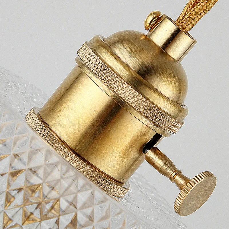 

Restaurant chandelier modern minimalist copper lamp body crystal retro industrial wind bar table bedside glass lighting