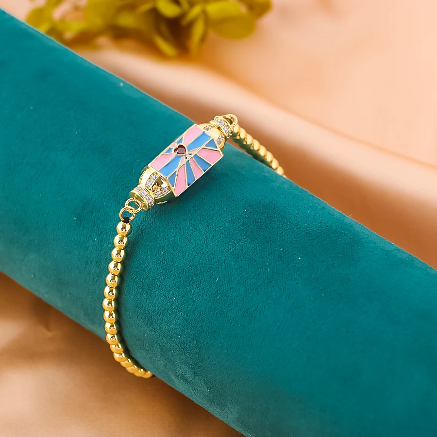 

NEW 9 Style Colorful Enamel Bracelet for Women men Bracelets Heart And Eyes Fashion Jewelry Gold Colors Party Accessories