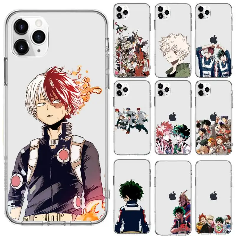 

Anime My Hero Academia deku bakugou Boku Phone Case Transparent for iPhone 6 7 8 11 12 s mini pro X XS XR MAX Plus se shell
