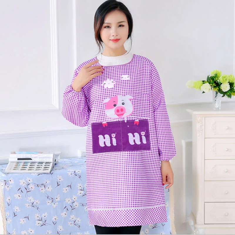 

Long-Sleeved Oil And Pollution-Proof Apron Reverse Waist Skirts Kitchen Overalls Anti-Fouling Gowns Household Dust-Proof Aprons