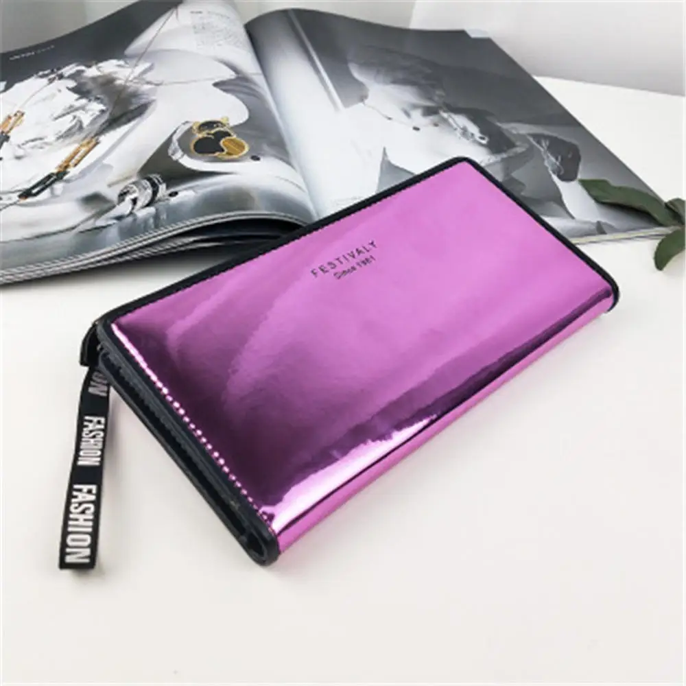 

New Shiny Laser Clutch Women's Wallet Long Two Fold Fashion Wallet Girl Coin Purse Mobile Phone Bag Leather Card Holder