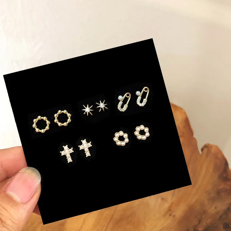 Изящные циркониевые серьги в форме звезды жемчуга круглые для женщин девушек