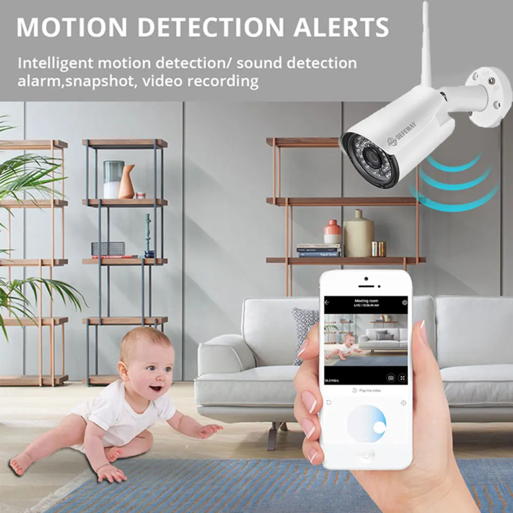 Defeway 8CH H.265 + Wifi PoE NVR системы видеонаблюдения 1080P HD CCTV Системы с 1 ТБ HDD 4 шт. 2.0MP ИК