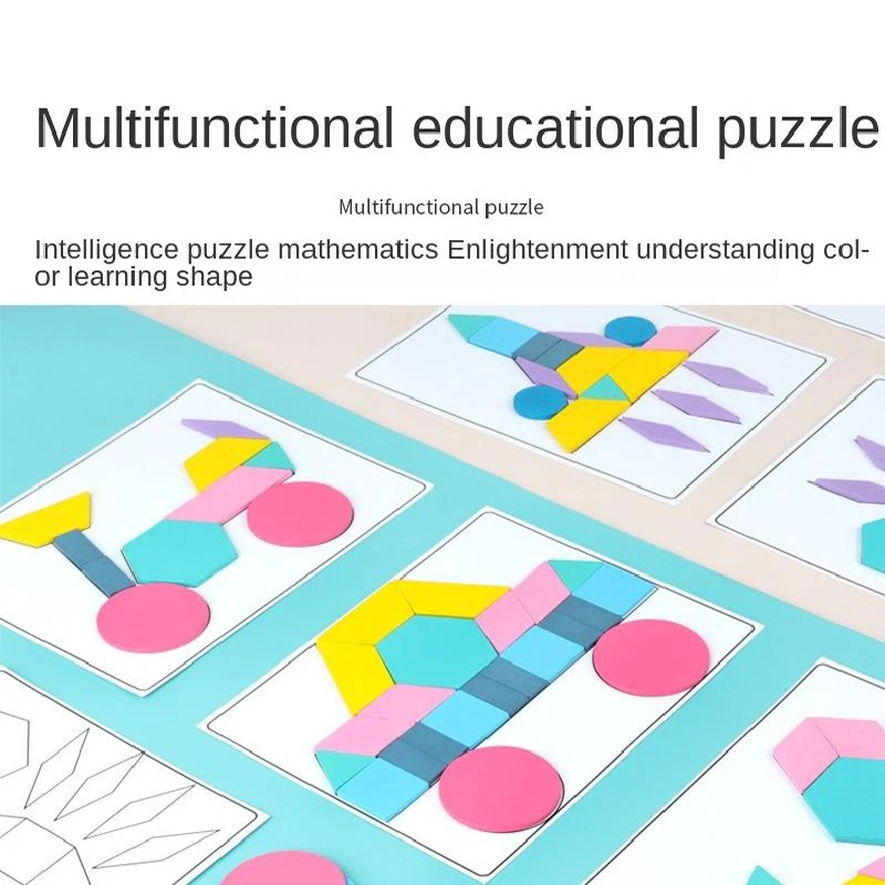 

180pieces of wood creative puzzle 0.55children's early Enlightenment intelligence versatile three dimensional shape Tangram toys