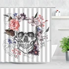 3d-занавеска для душа с персонализированным принтом черепа, s, цветы, скелет, ручная роспись, творческие экраны для ванной, занавеска на крючок для ванной комнаты