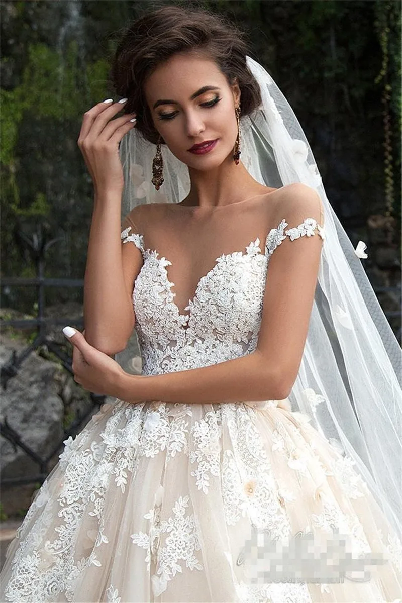 Vestido De Noiva из тюля с кружевной аппликацией бальное платье Свадебные платья в стиле