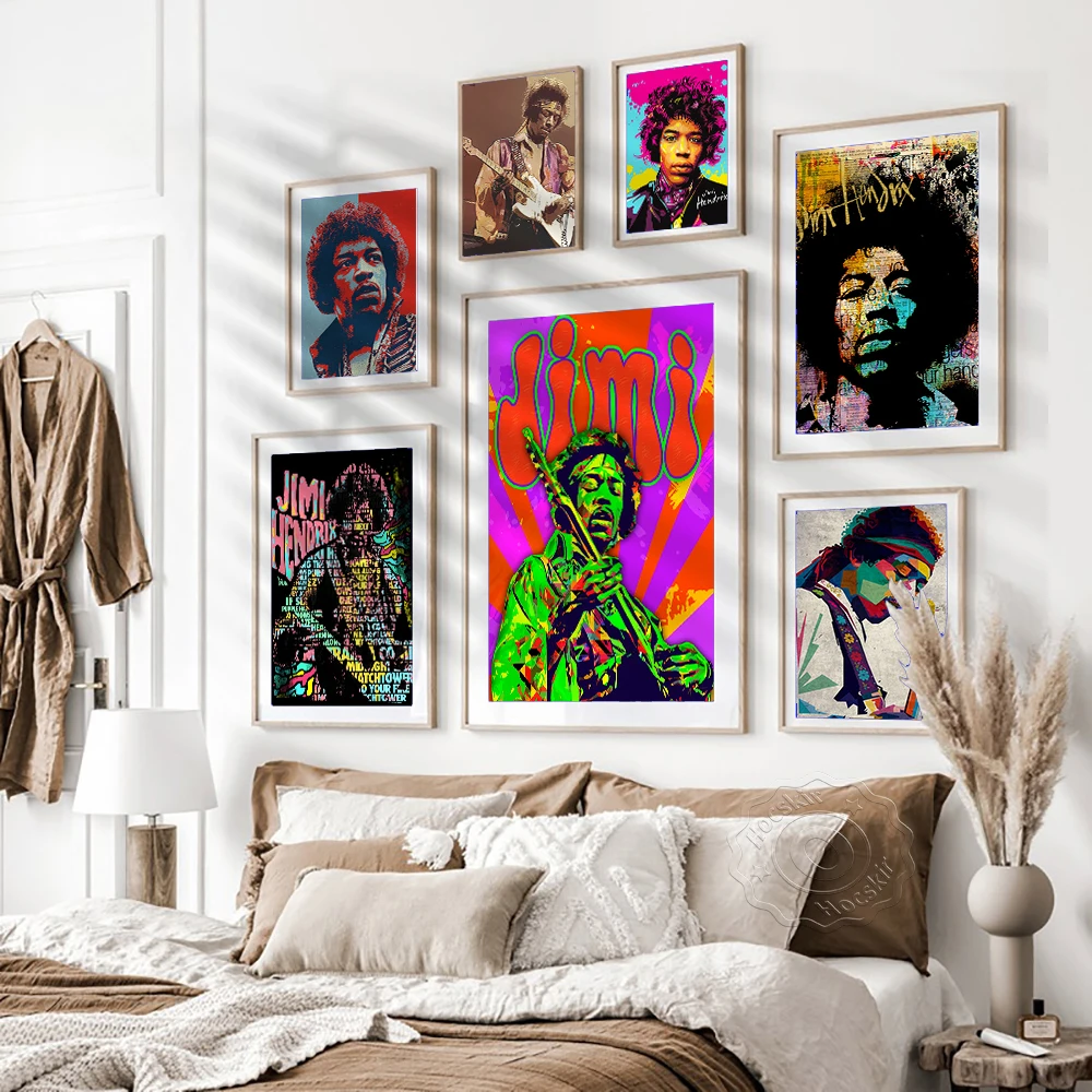 elektrische gitarre gott jimi hendrix poster rock musik star vintage poster bar cafe home dekoration malerei wand aufkleber leinwand free global shipp