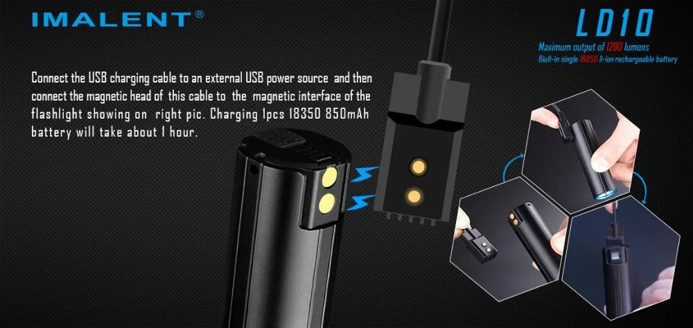 IMALENT фонарик LD10 большого размера с магнитной usb-зарядкой, oled-дисплеем, XPL, HI max, 1200 люмен, фонарь с лучом 247 м