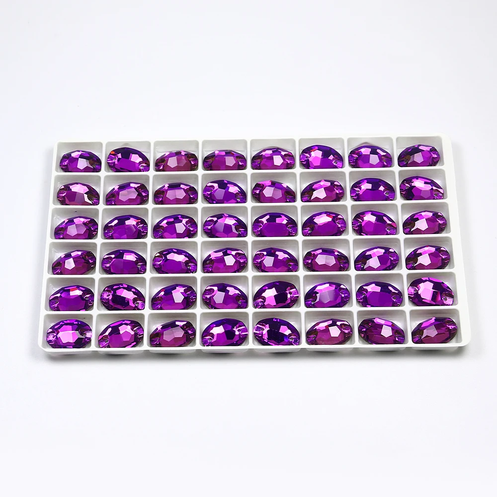 Овальная форма плоская задняя сторона с двумя отверстиями стеклянный хрусталь 5