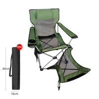outdoor portable adjustable recliner camping folding chair with cup holder and footrest ultralight office lunch break single bed