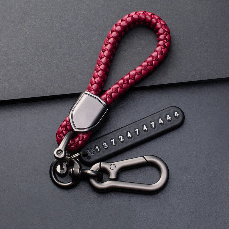 

Pendant Keychain Gift for Husband High Car Key Ring Anti-Lost Number Plate Braided Rope Pendant Keychain Holder Punk Accessorie