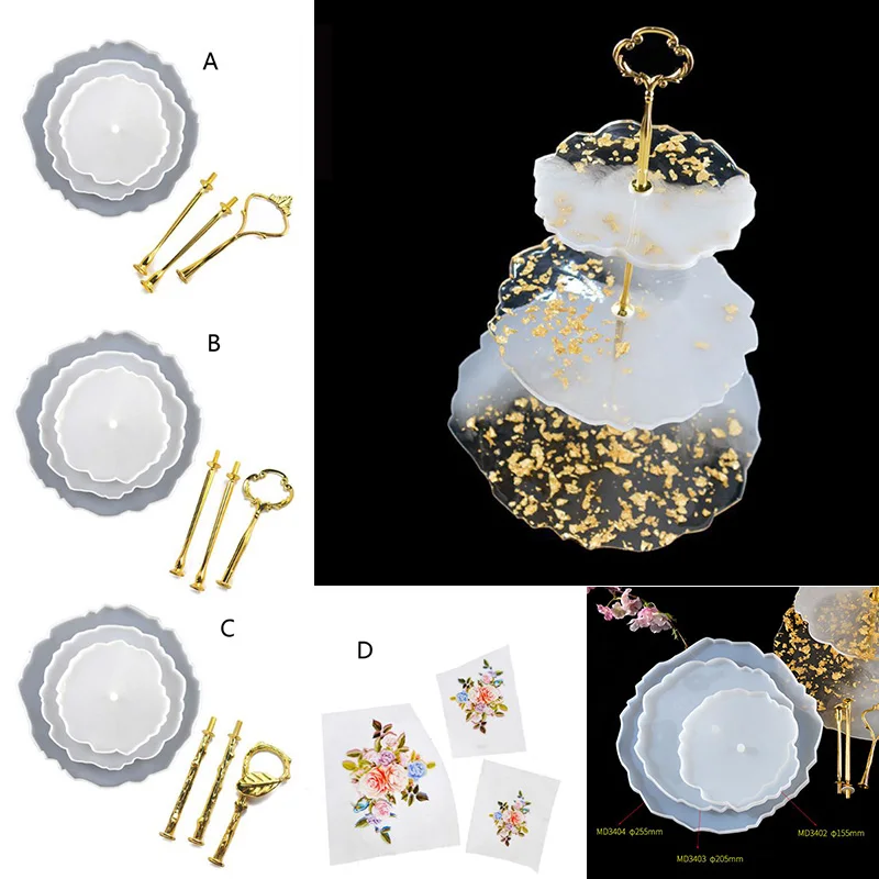 3 уровневая подставка для торта фруктов еды смолы литье форма нестандартные диск