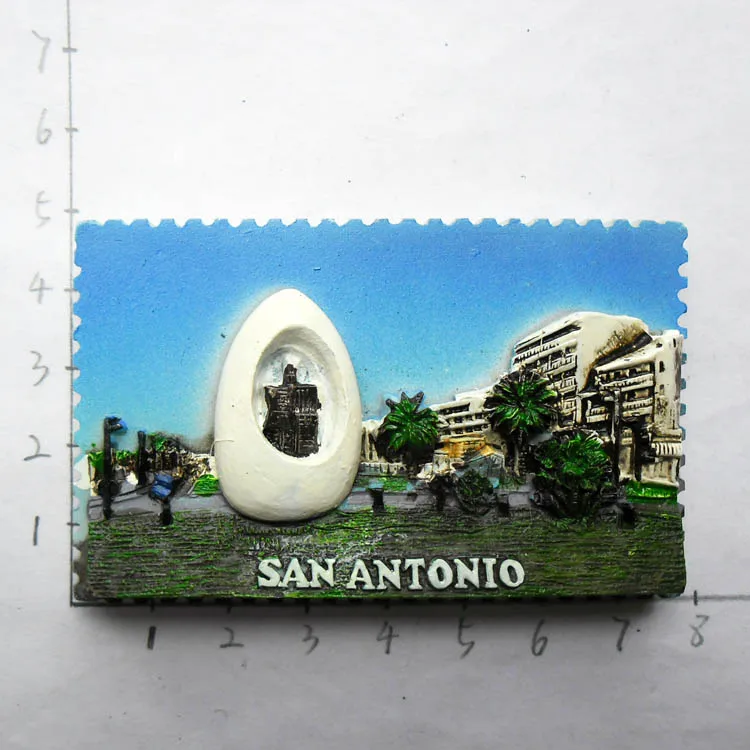 

QIQIPP American Travel Memorial Handmade Painted Crafts Three-dimensional Fridge Magnet San Antonio Decoration