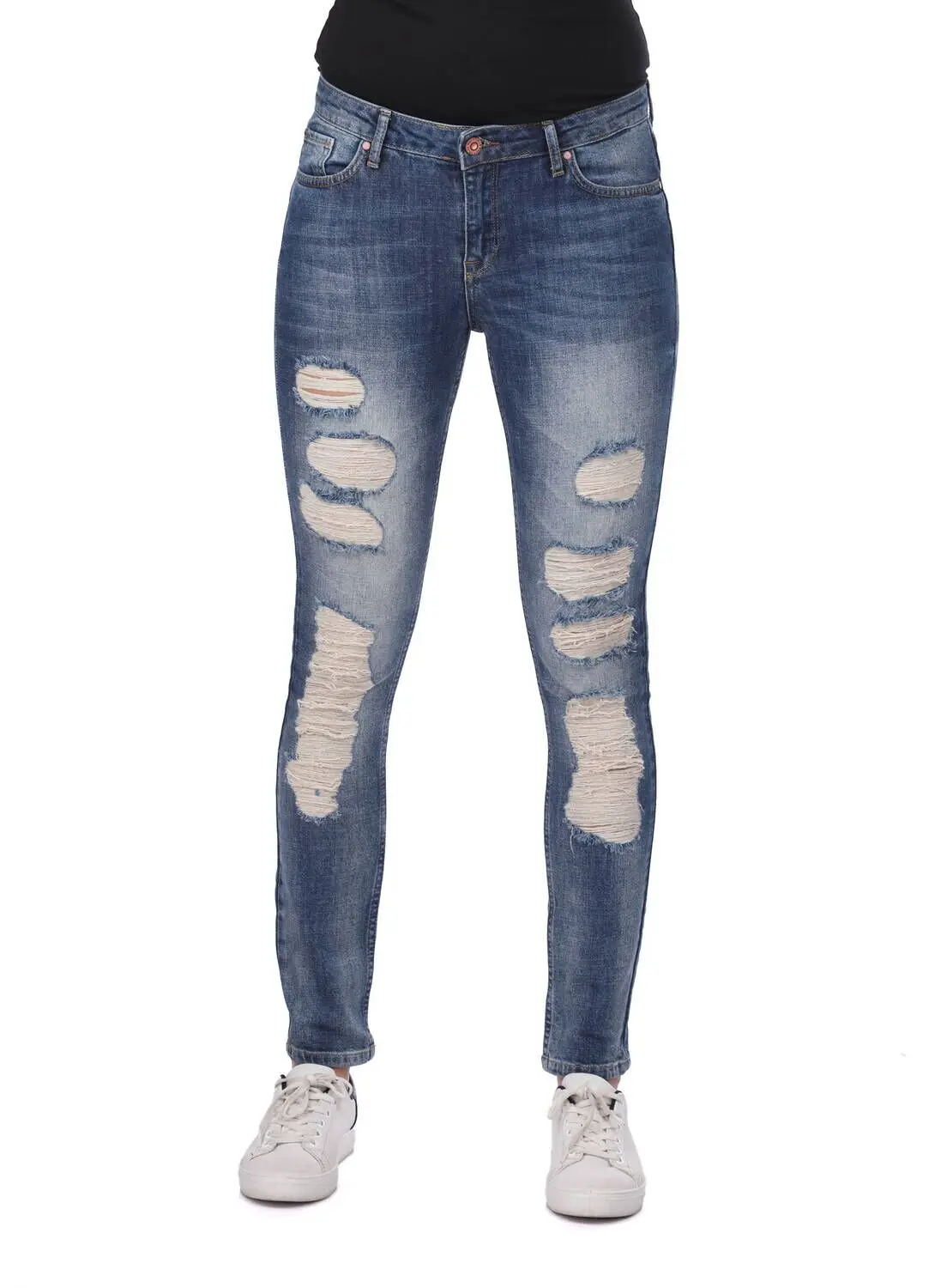 

Blue White Women 'S Ripped Skinny Jean Pants