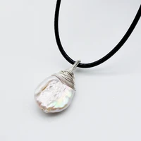 baroque pendant natural white freshwater pearl silver pendant necklace handmade water drop pearl pendant necklace women