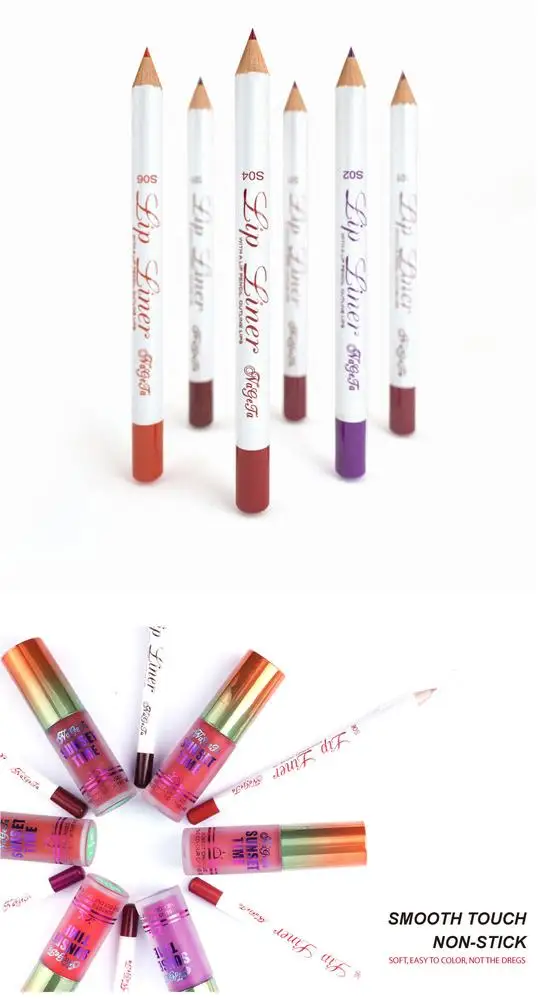 

6 Colors Professional Make Up Lip Pencil Waterproof Matte Lip Gloss Lip Liner Pencil Lipliner Long Lasting Cosmetic Makeup Sets