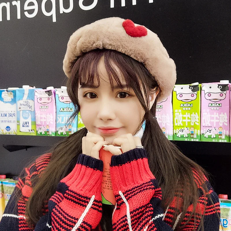 

Sweet Women Winter Hats With Heart Solid Artist Painter Berets For Winter Western Style Wool Beret Hats