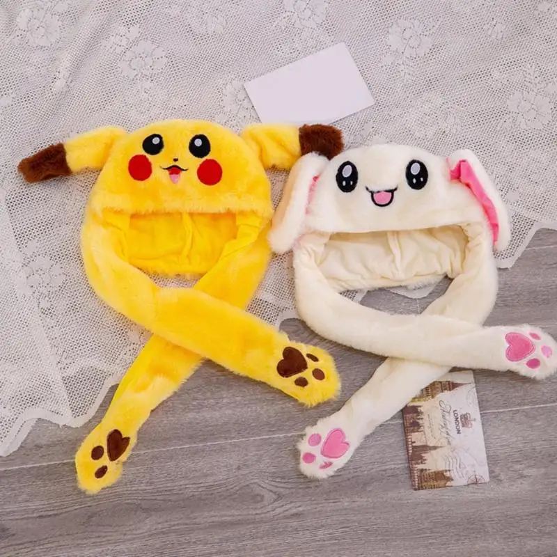 Funny Hat Baby Kids Lighting Hat Cute Rabbit Ears Plush Ears Can Move Cap Children Shine Winter Warm Party Hat