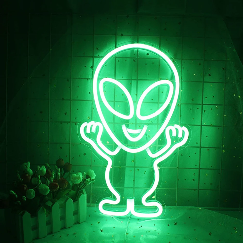 

LED Alien Neon Light Color Rainbow Neon Sign Transparent Backboard Neon Decoration Room Home Party Bar Wall Lamp