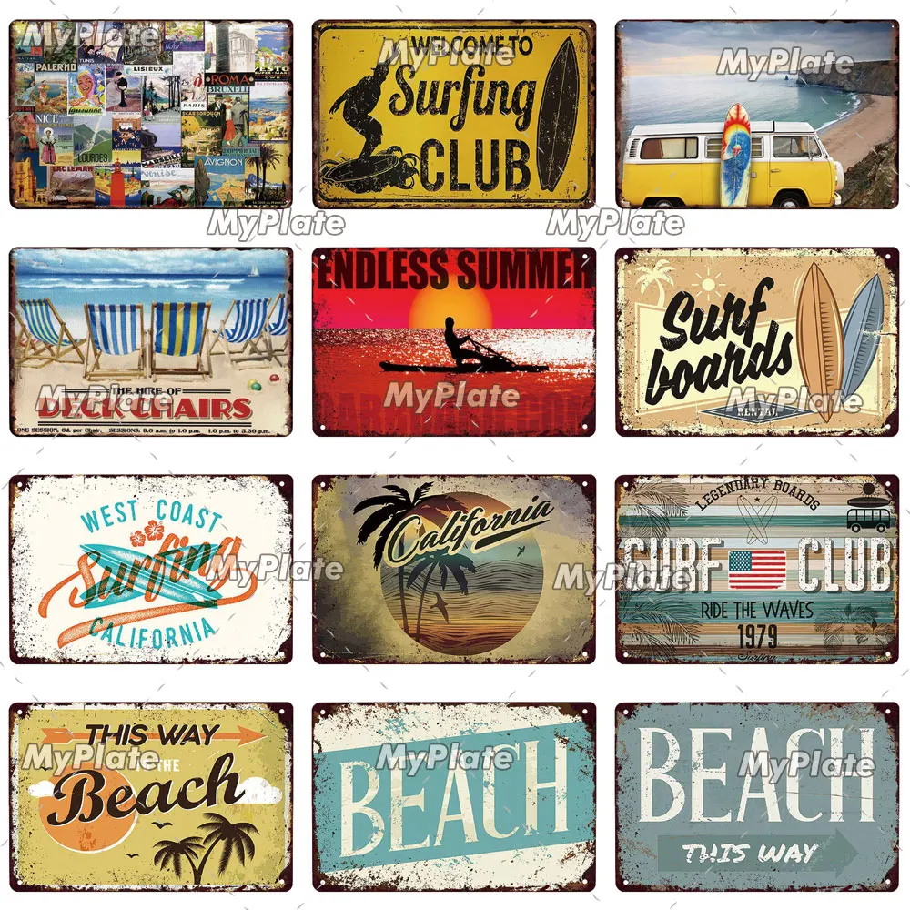 [MyPlate] приветственная пляжная металлическая вывеска жестяная Декор для дома
