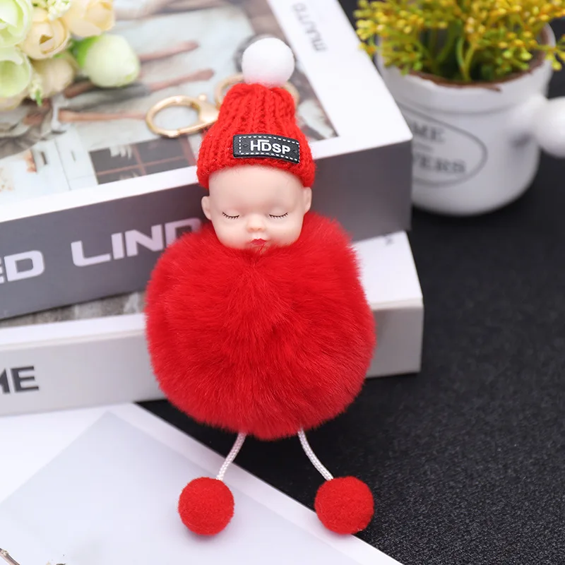 

New cute wool hat cute doll key chain ladies wool ball pendant accessories