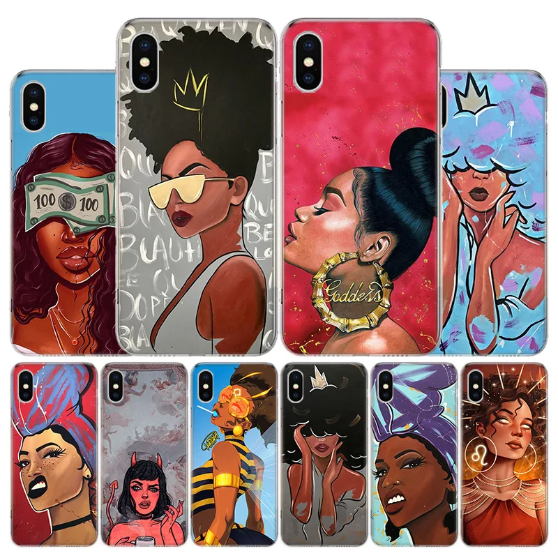 Черный чехол для телефона Melanin Poppin Aba Girl Apple Iphone 11 12 Mini Pro X XR XS Max 7 8 6 6S Plus 5 SE 7G 6G +