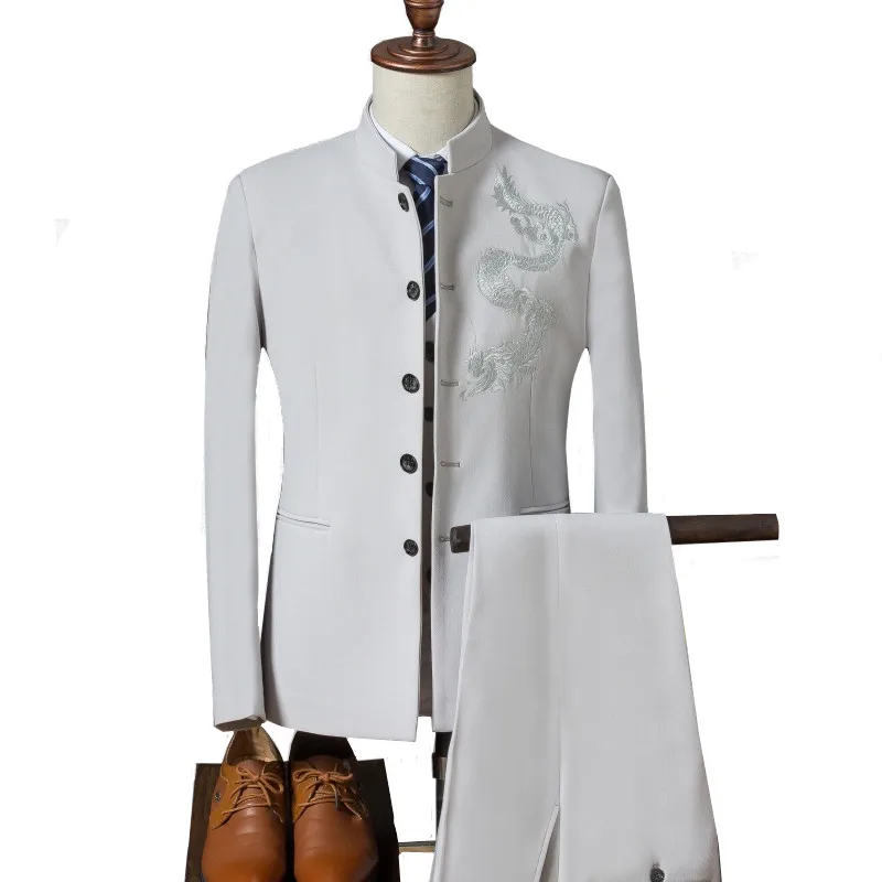 Для Мужчин's со стоячим воротником в китайском стиле Стиль Свадебные Дракон