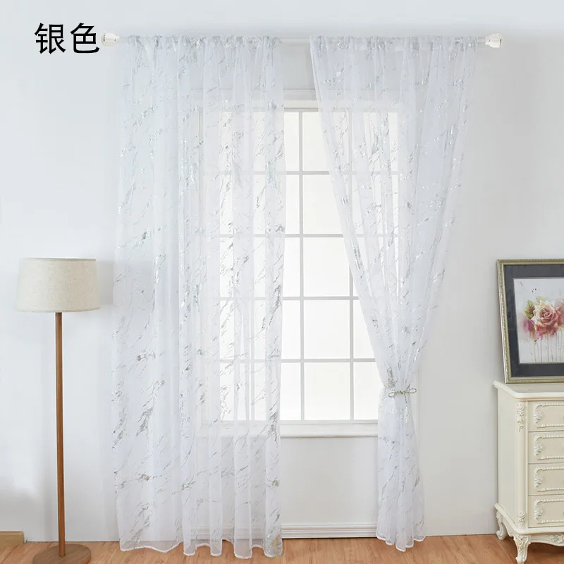Тюлевые шторы для гостиной вертикальные занавески в мраморную полоску с принтом