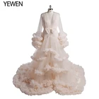 Тюлевое длинное вечернее платье YEWEN с оборками для беременных