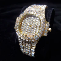top hip hop mens watches baguette aaa diamond luxury blingbling iced out fashion quartz luminous clocks gold bling male jewelry