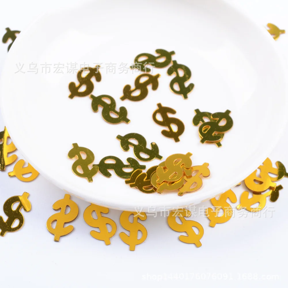 Логотип доллара США/золотая монета/свадьба и день рождения/15 грамм блестки ПВХ