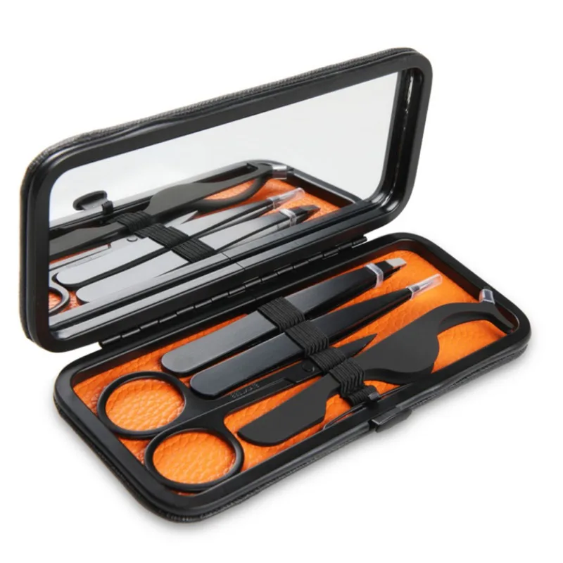 4 шт./компл. набор для макияжа черный пинцет бровей плоский зажим изогнутые