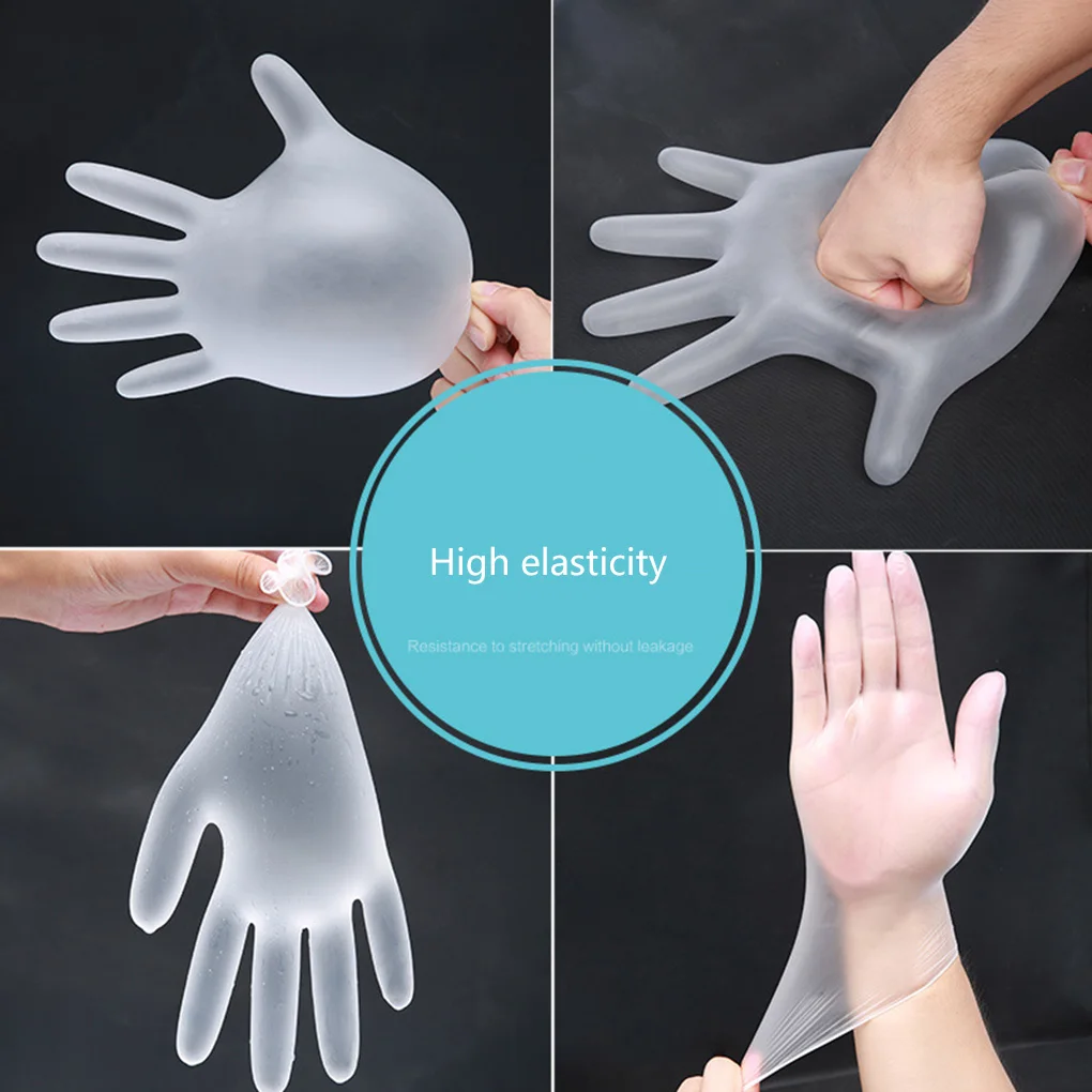 100pcs Disposable Non-toxic Hygienic Gloves Kitchen Dishwashing Work Gardening Hand Protection PVC Protective | Безопасность и