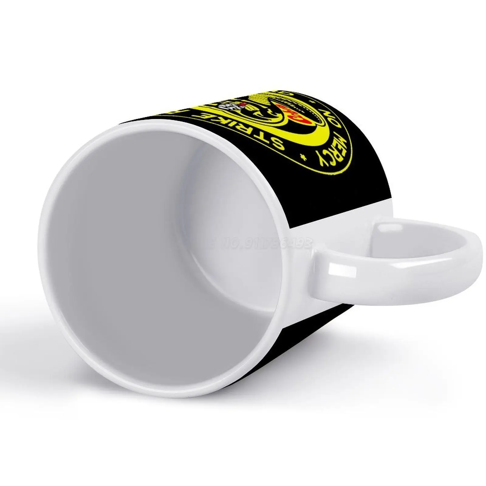 Керамическая кружка Kai White объемом 11 унций с забавным надписью "Strike First Hard No Mercy Har on". Уникальный подарок для кофе/чая/какао.