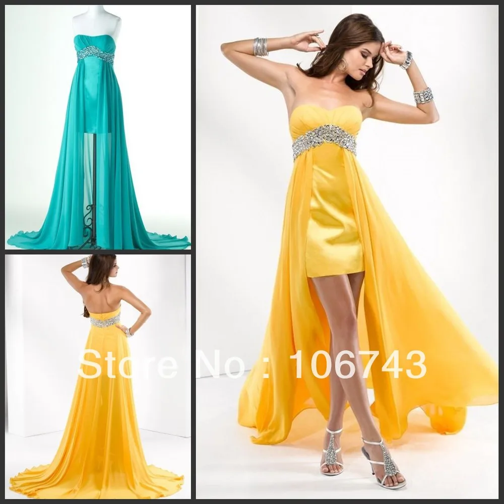 

free shipping 2018 fashion style bride Custom After short before long crystal beaded blue chiffon prom party bridesmaid dresses