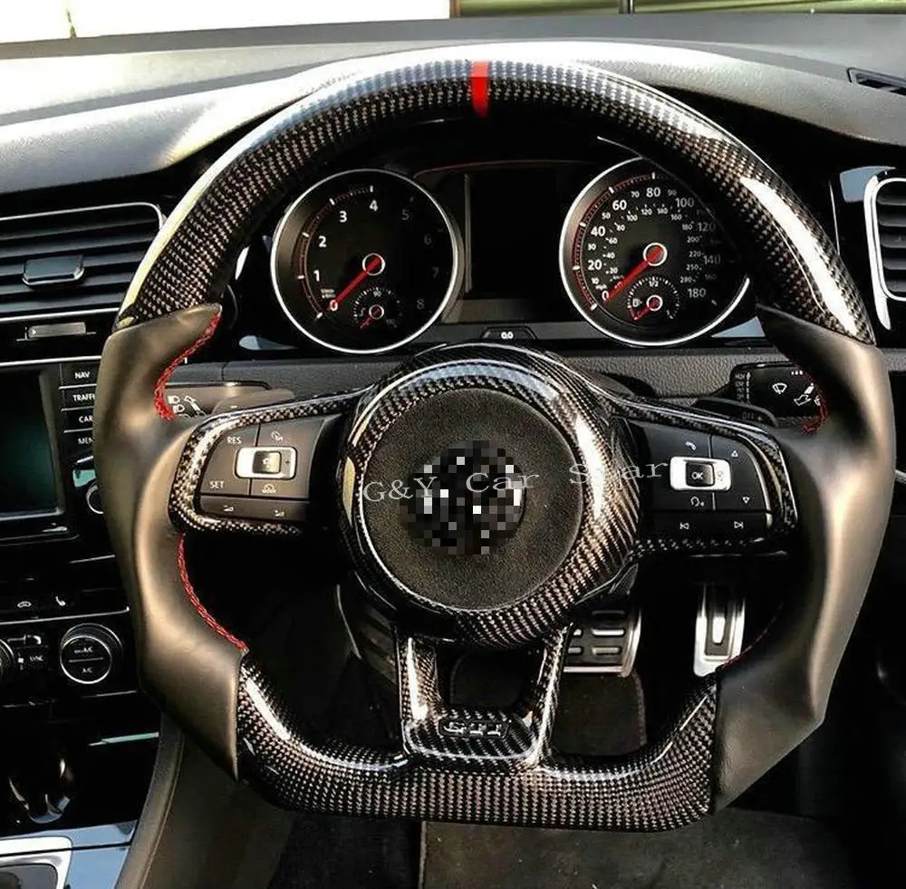 100% Настоящее углеродное волокно Рулевое колесо для VW Golf 7 GTI 7R Rline без подушки