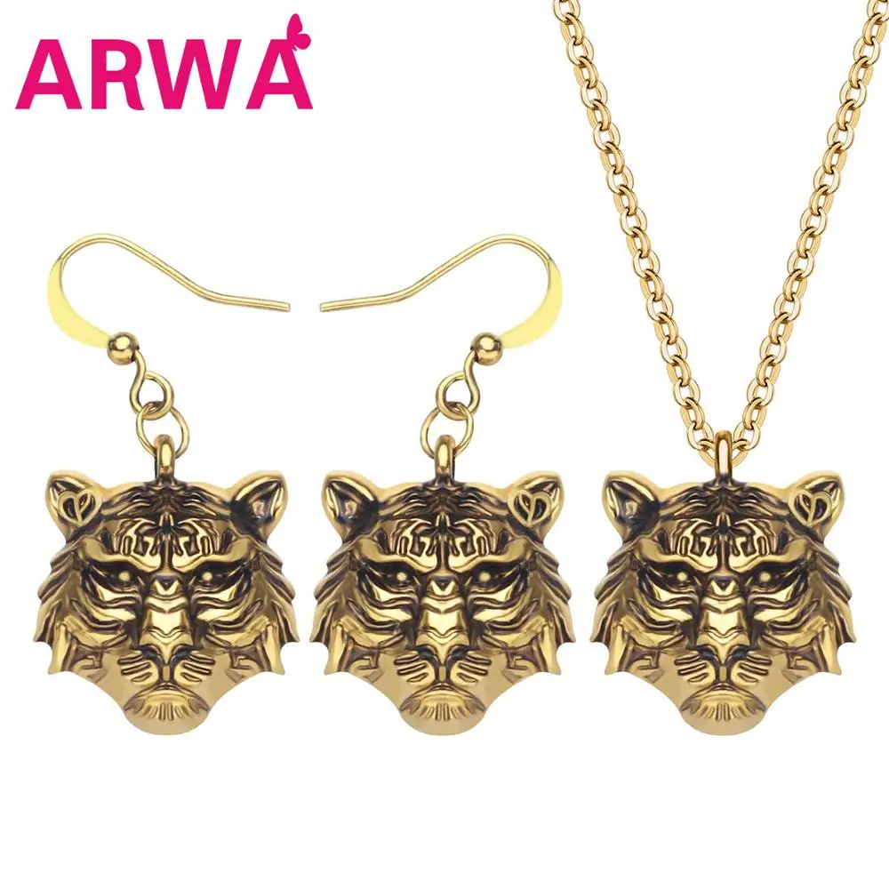 Комплект ювелирных изделий ARWA из сплава под Античное золото с головой тигра