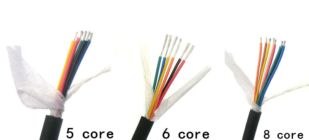 5 жильный кабель гибкий Управление провода 0,14, 0,2, 0.3mm м² 26awg, 24awg, 22awg Луженая Медь 10 м