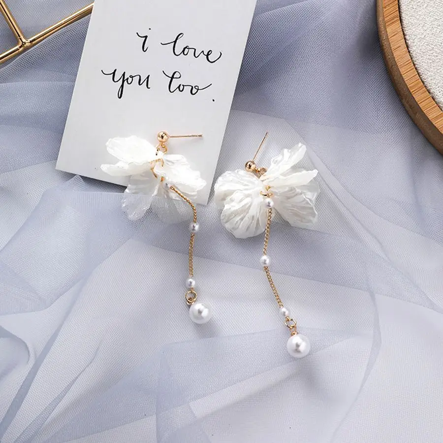 Роскошные Жемчужные Серьги кисточки для женщин Сладкий милый цветок лепесток