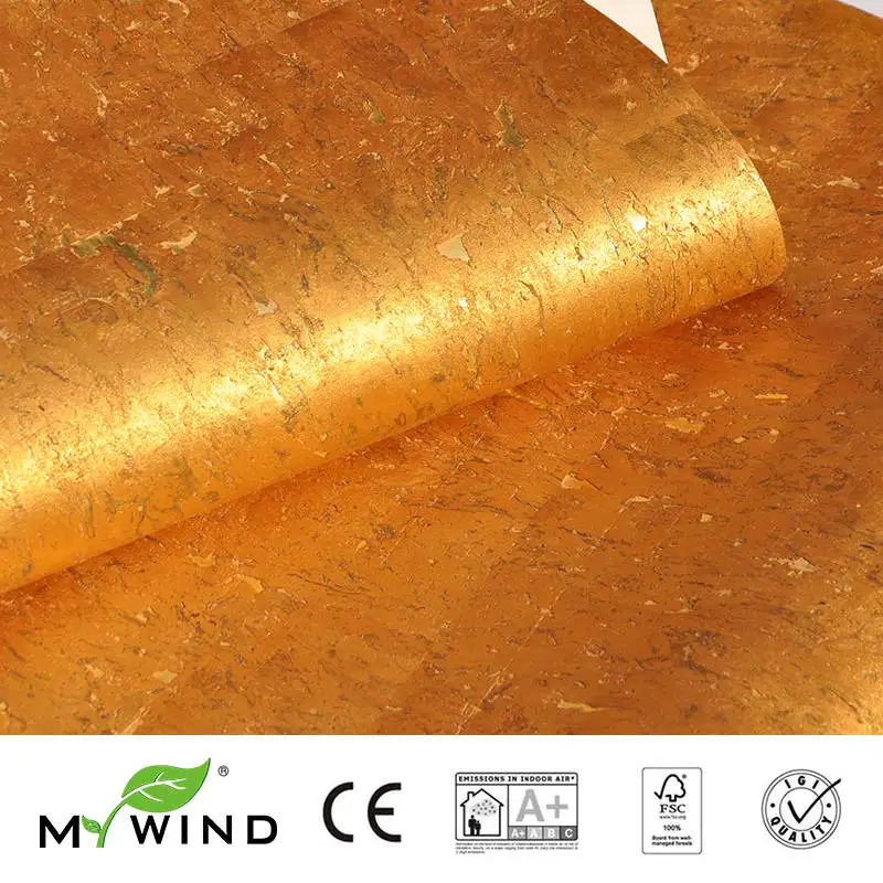 

Small Sample MYWIND New Design New Style Silver Orange Cork Wallpaper Design Natural Wood White Home Decor Wall Paper