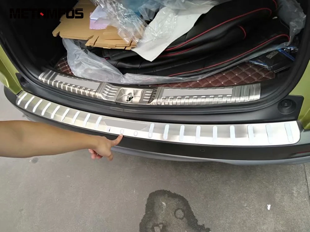 Для Honda CRV 2017 2018 2019 внутренняя + Внешняя Задняя накладка на бампер заднюю дверь
