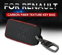 black car leather key holder remote cover case for renault kadjar 2020 keychain