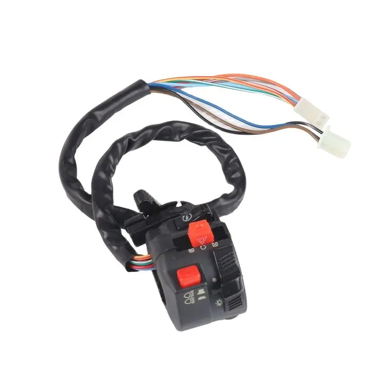 

22mm Motorcycle ATV Hand Control 4 function Switches Headlight Turn Signal Horn Switch Button With 9 Wiring Harness