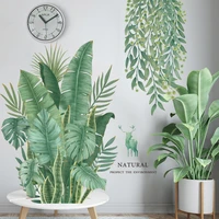 luanqi green plant wall sticker vinyl wall decal tropical palm leaf modern art door murals paper for room kitchen diy decortions