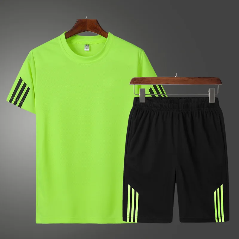 

Mens Casual Clothes Set Fashion Sweatwear Striped Short Sleeve T-Shirt Shorts Sets Male Sportswear Tracksuit Summer 2Pcs